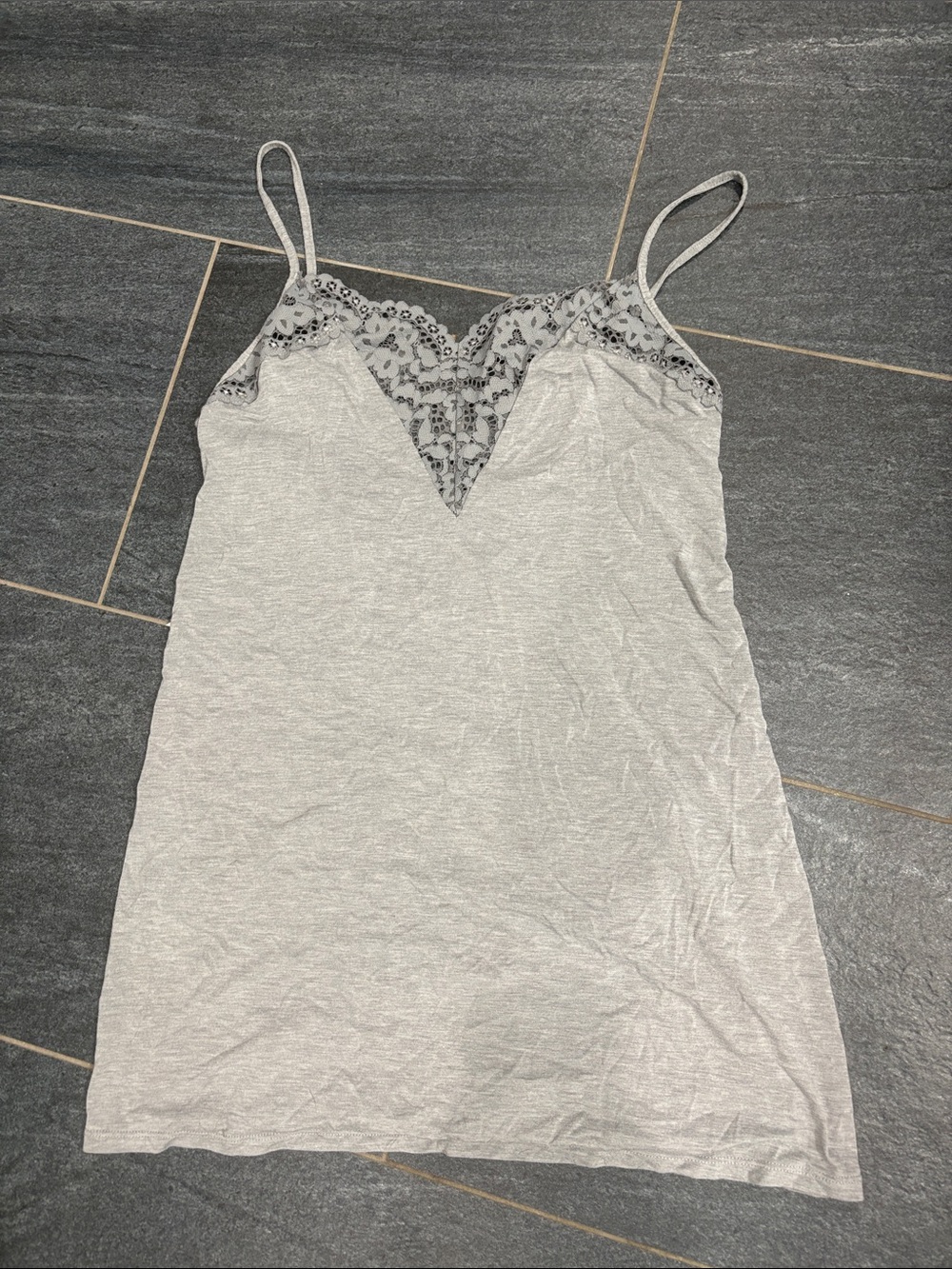 VS Lace-Trim Sleep Slip in Light Gray